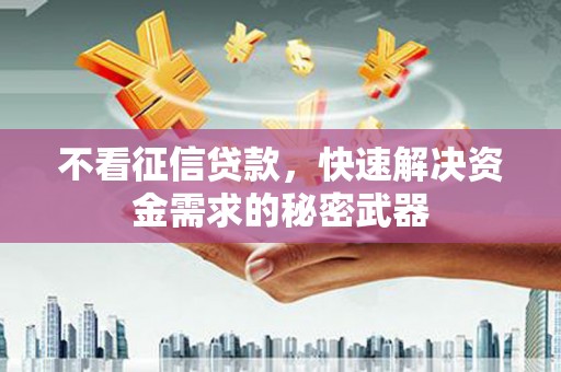 寮步不看征信贷款，快速解决资金需求的秘密武器